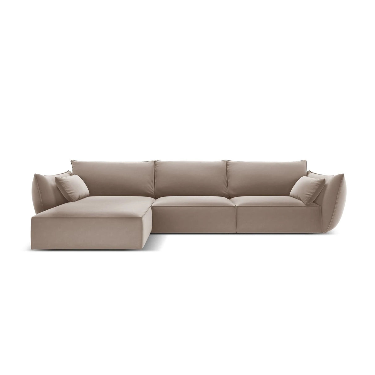 Kaelle 4-Sitzer Ecksofa Links, mit Bezug aus Samt (Blu40) in Cappuccino, 308x171 cm – Bild 1