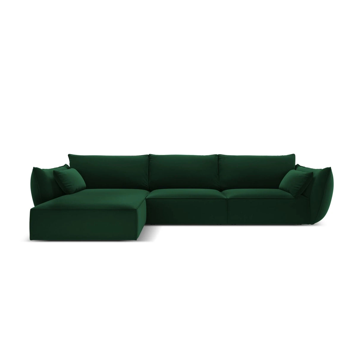 Kaelle 4-Sitzer Ecksofa Links, mit Bezug aus Samt (Blu78) in Flaschengrün, 308x171 cm – Bild 1
