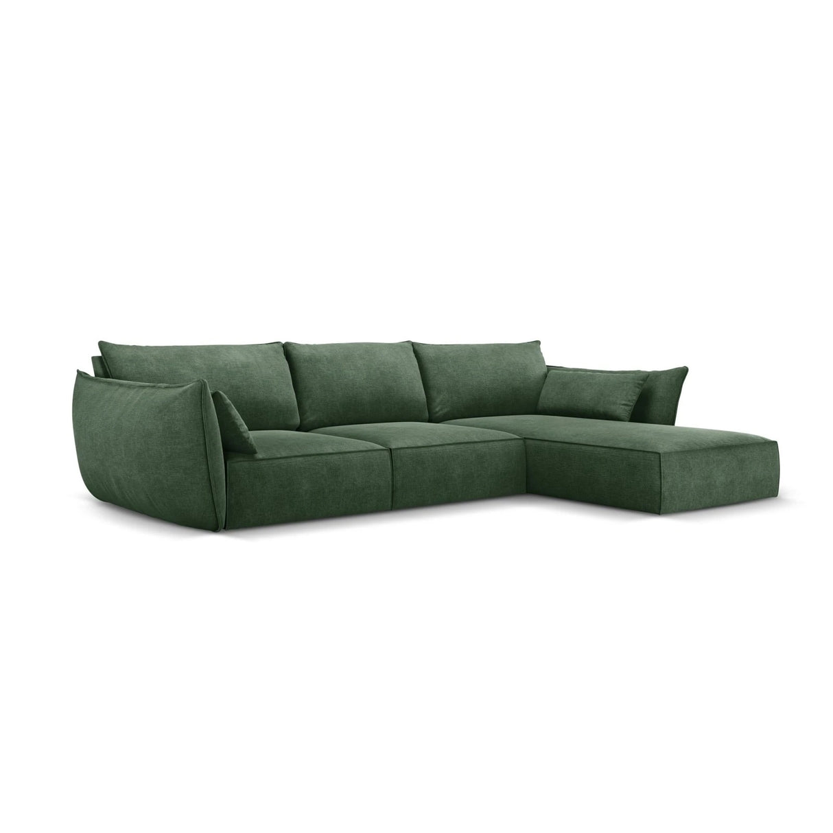Kaelle 4-Sitzer Ecksofa Rechts, mit Bezug aus Chenille (OTH 39) in Flaschengrün, 308x171 cm – Bild 3
