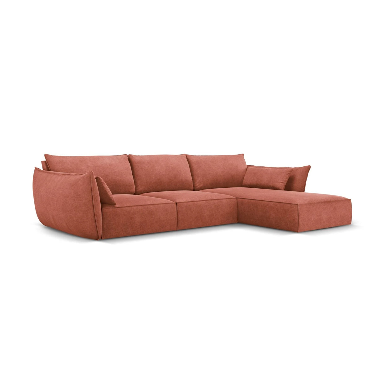 Kaelle 4-Sitzer Ecksofa Rechts, mit Bezug aus Chenille (OTH 57) in Terrakotta, 308x171 cm – Bild 3