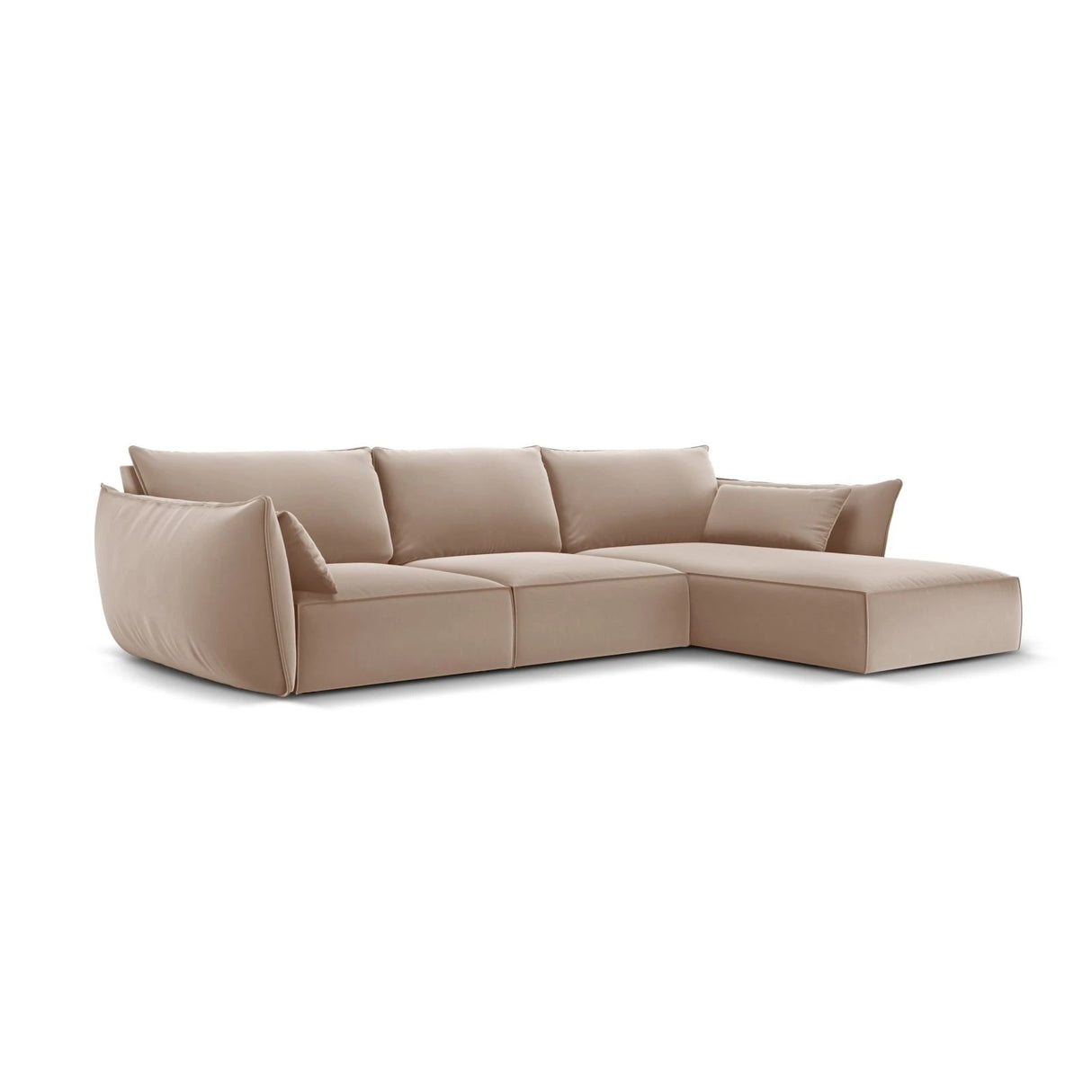 Kaelle 4-Sitzer Ecksofa Rechts, mit Bezug aus Samt (Blu28) in Beige, 308x171 cm – Bild 3