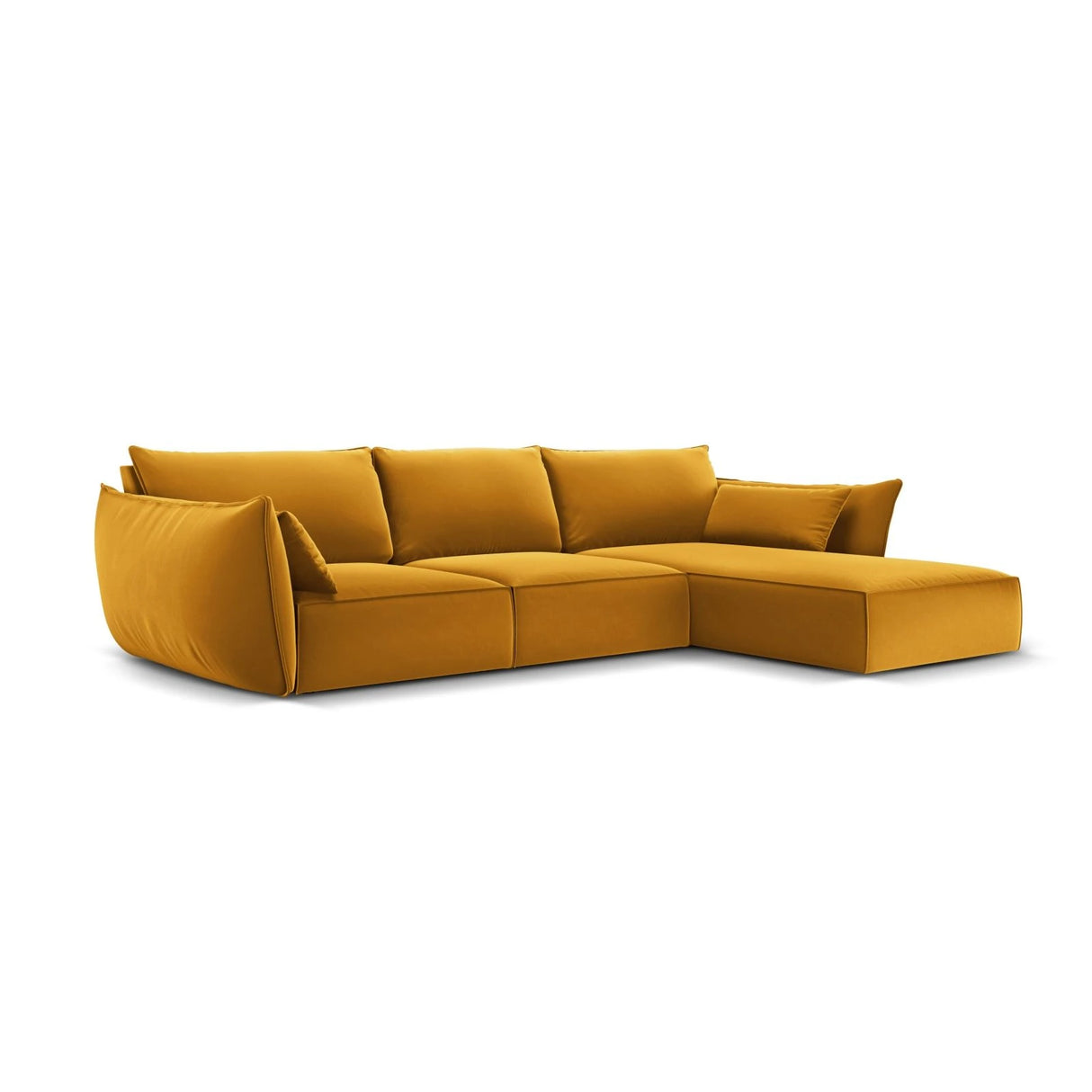 Kaelle 4-Sitzer Ecksofa Rechts, mit Bezug aus Samt (Blu68) in Gelb, 308x171 cm – Bild 3