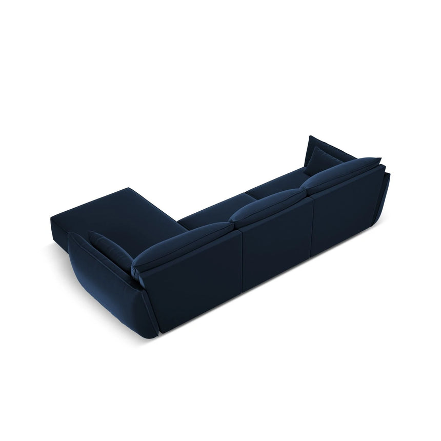 Kaelle 4-Sitzer Ecksofa Rechts, mit Bezug aus Samt (Blu86) in Königsblau, 308x171 cm – Bild 4