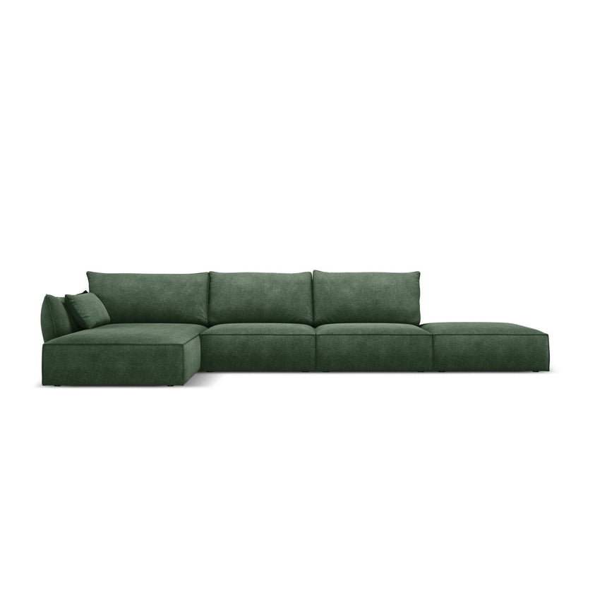 Kaelle 5-Sitzer Ecksofa Links, mit Bezug aus Chenille (OTH 39) in Flaschengrün, 364x171 cm – Bild 1
