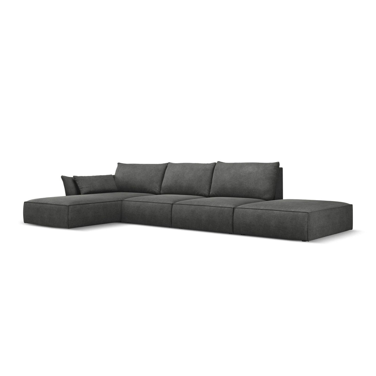 Kaelle 5-Sitzer Ecksofa Links, mit Bezug aus Chenille (OTH 97) in Dunkelgrau, 364x171 cm – Bild 3