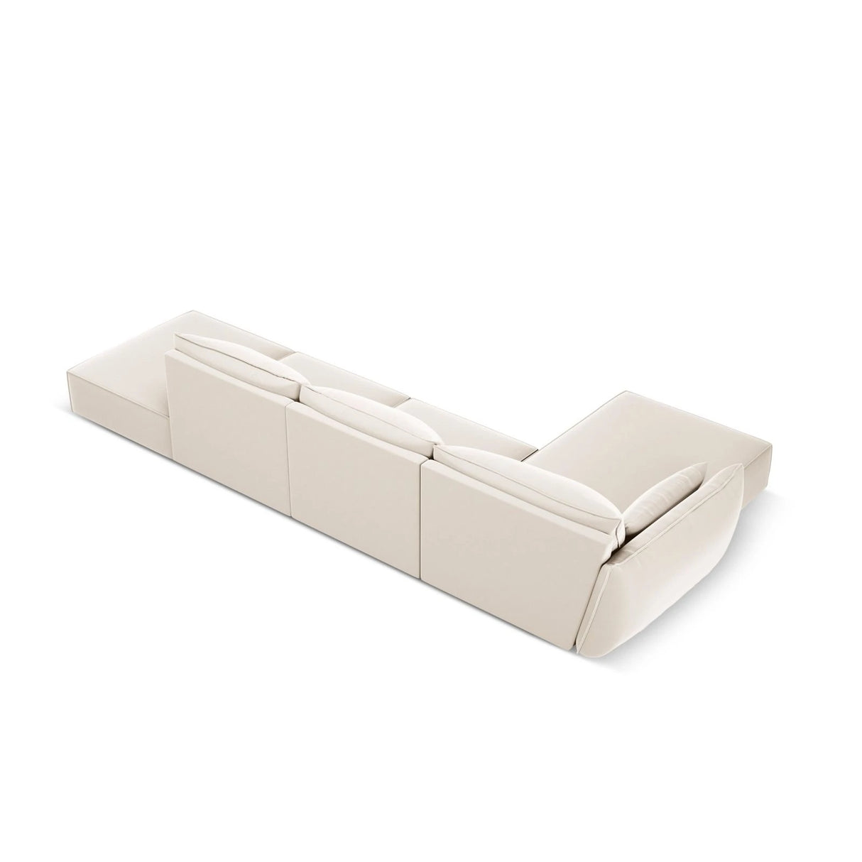 Kaelle 5-Sitzer Ecksofa Links, mit Bezug aus Samt (Blu22) in Leichtes Beige, 364x171 cm – Bild 4