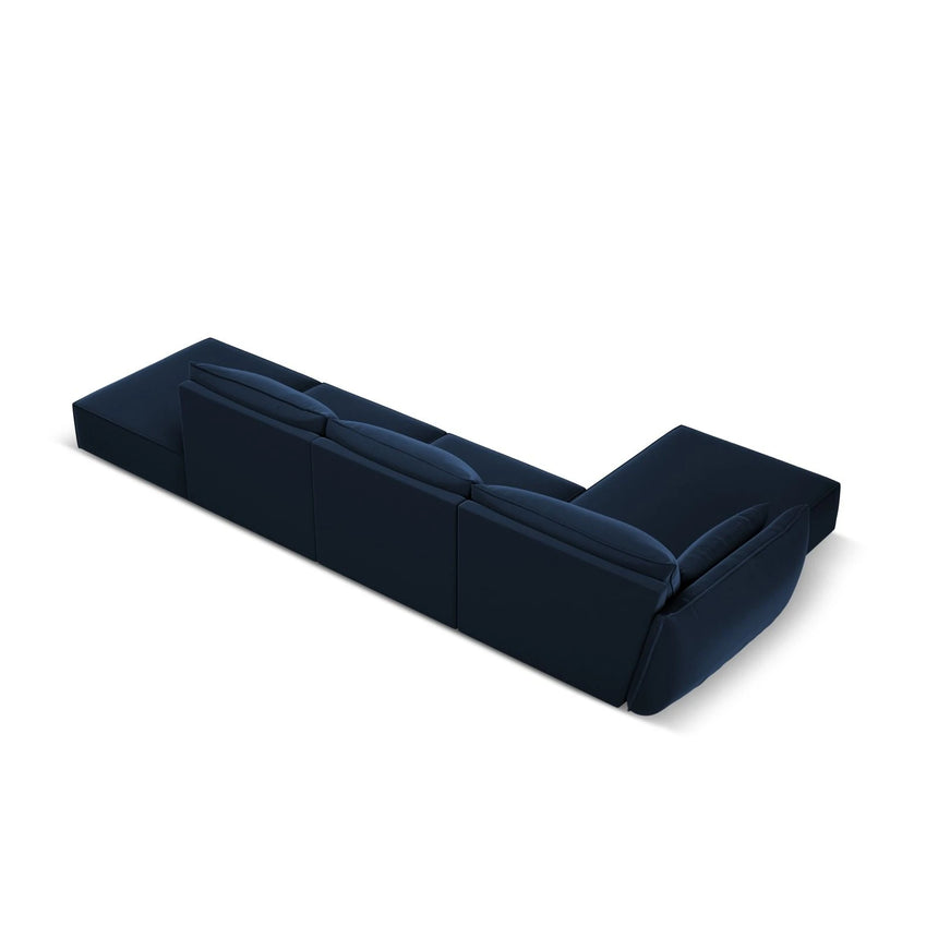 Kaelle 5-Sitzer Ecksofa Links, mit Bezug aus Samt (Blu86) in Königsblau, 364x171 cm – Bild 4