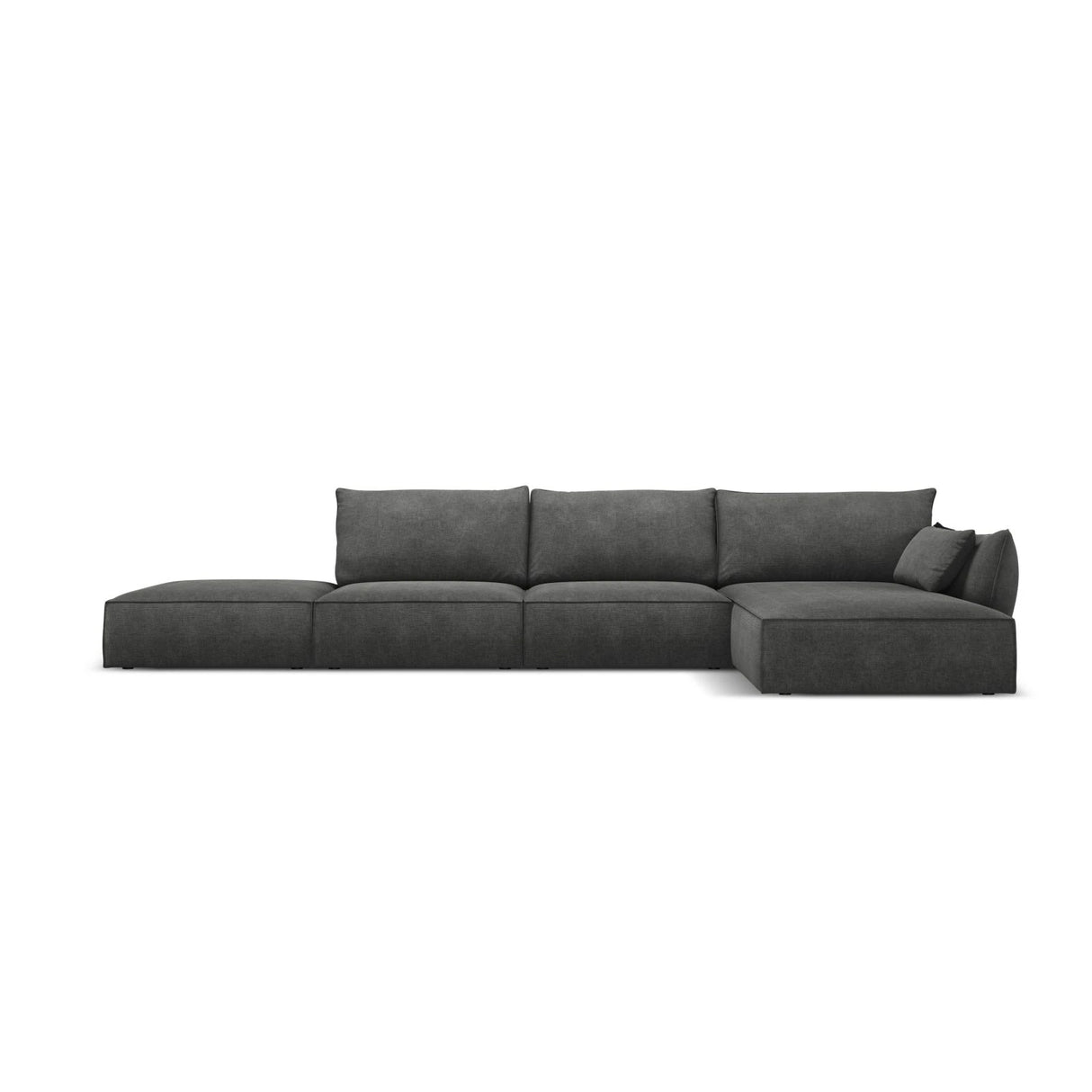 Kaelle 5-Sitzer Ecksofa Rechts, mit Bezug aus Chenille (OTH 97) in Dunkelgrau, 364x171 cm – Bild 1