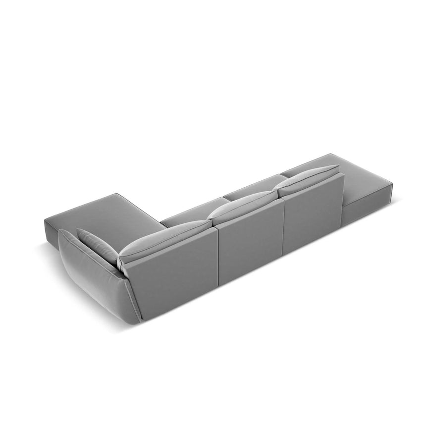 Kaelle 5-Sitzer Ecksofa Rechts, mit Bezug aus Samt (Blu10) in Grau, 364x171 cm – Bild 4