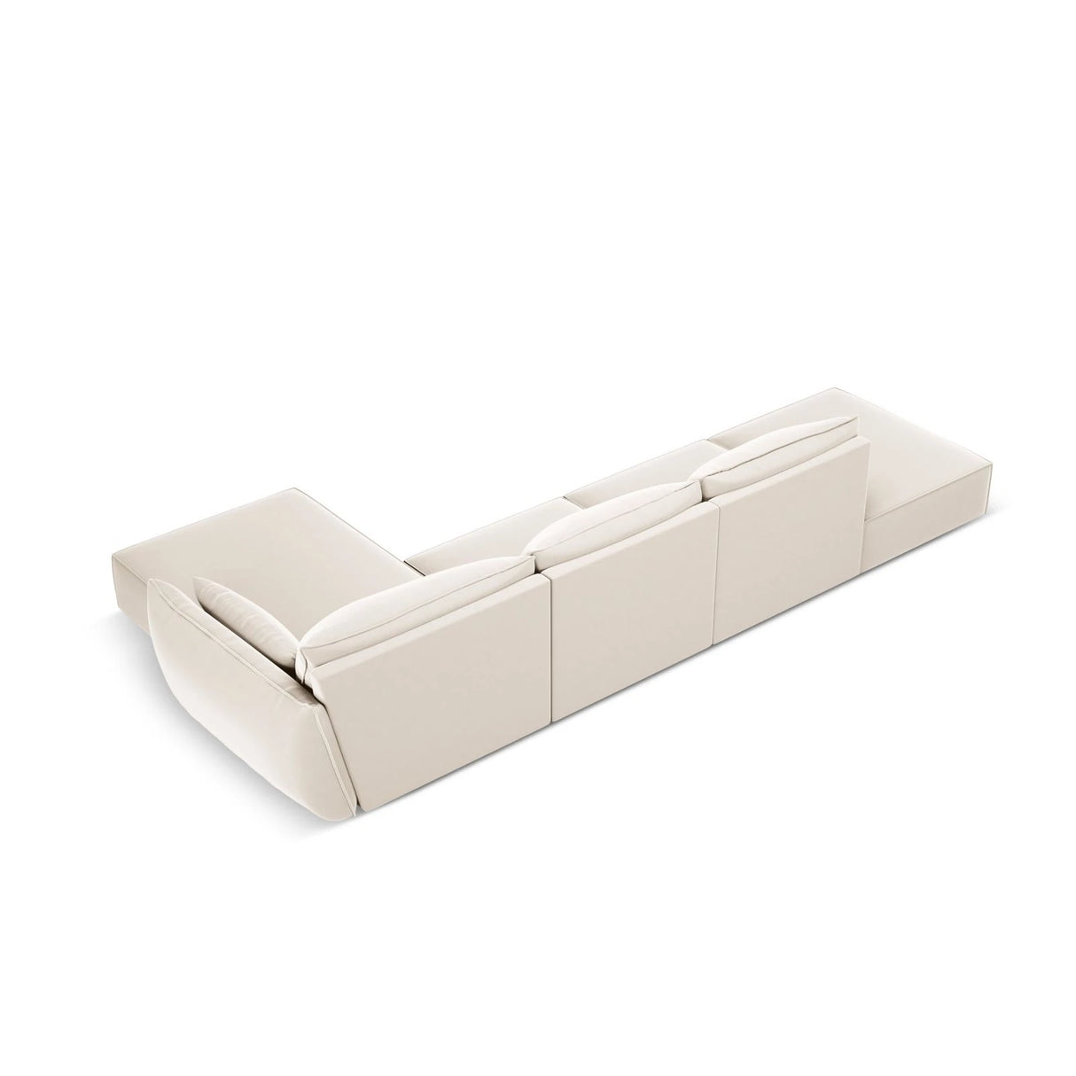 Kaelle 5-Sitzer Ecksofa Rechts, mit Bezug aus Samt (Blu22) in Leichtes Beige, 364x171 cm – Bild 4