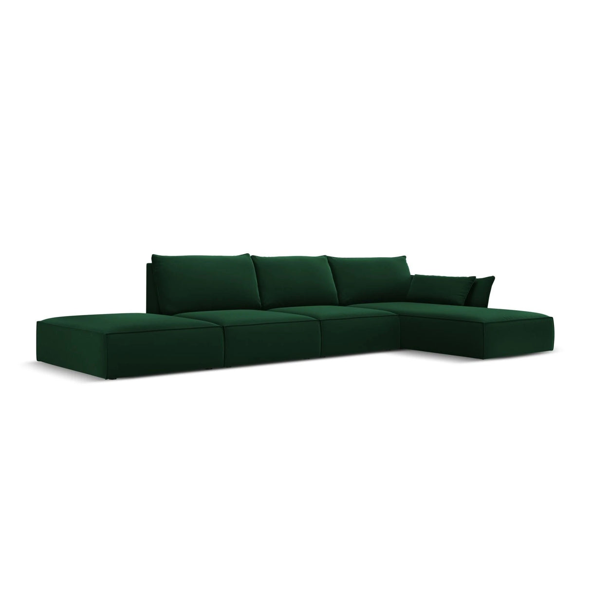 Kaelle 5-Sitzer Ecksofa Rechts, mit Bezug aus Samt (Blu78) in Flaschengrün, 364x171 cm – Bild 3
