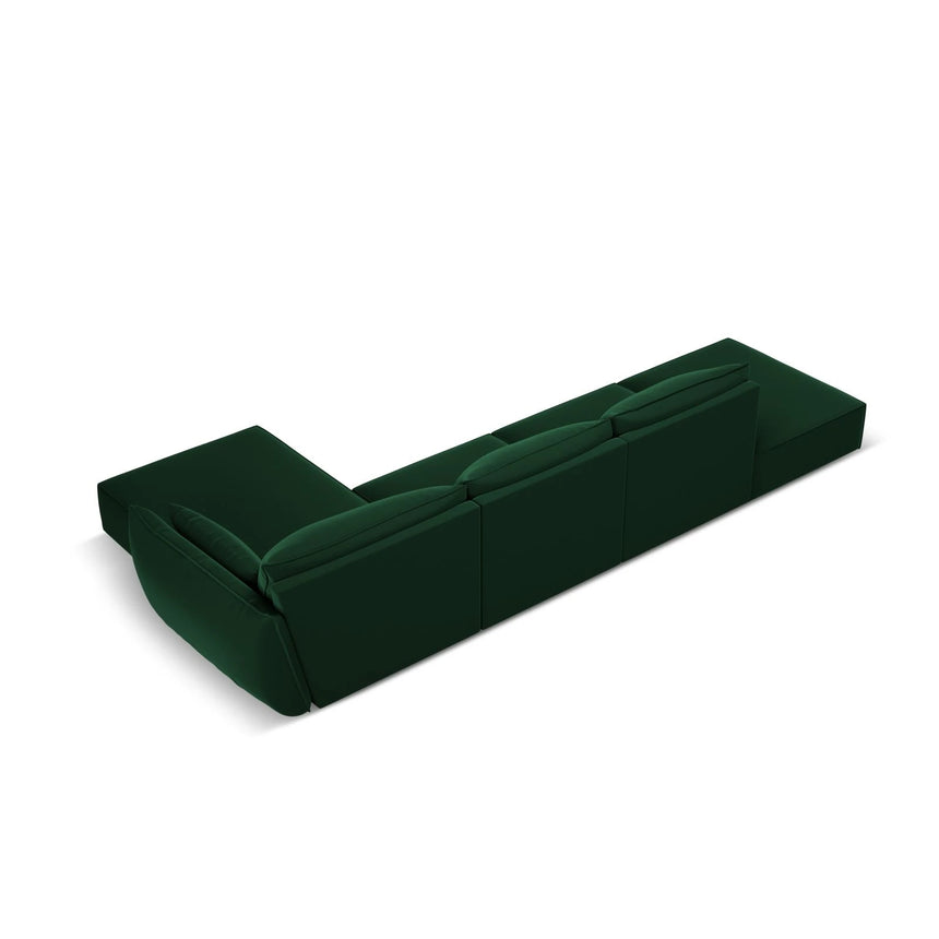 Kaelle 5-Sitzer Ecksofa Rechts, mit Bezug aus Samt (Blu78) in Flaschengrün, 364x171 cm – Bild 4