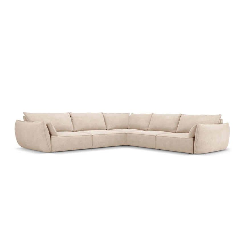 Kaelle 7-Sitzer Ecksofa symmetrisch, mit Bezug aus Chenille (OTH 08) in Beige, 286x286 cm – Bild 1