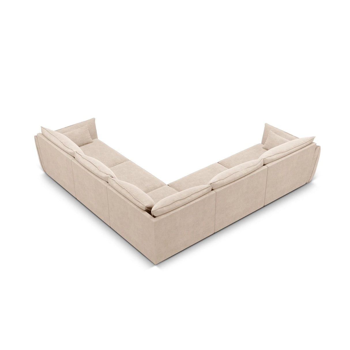 Kaelle 7-Sitzer Ecksofa symmetrisch, mit Bezug aus Chenille (OTH 08) in Beige, 286x286 cm – Bild 4