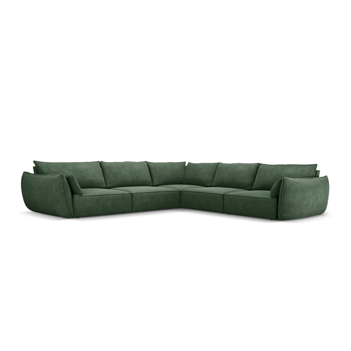 Kaelle 7-Sitzer Ecksofa symmetrisch, mit Bezug aus Chenille (OTH 39) in Flaschengrün, 286x286 cm – Bild 1