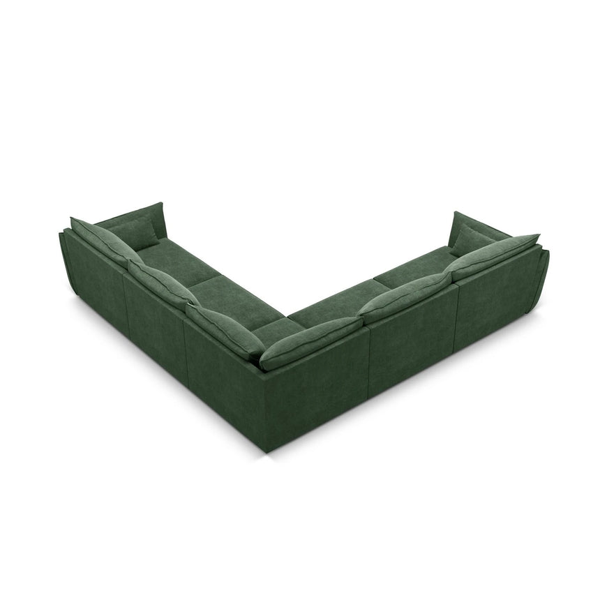 Kaelle 7-Sitzer Ecksofa symmetrisch, mit Bezug aus Chenille (OTH 39) in Flaschengrün, 286x286 cm – Bild 4
