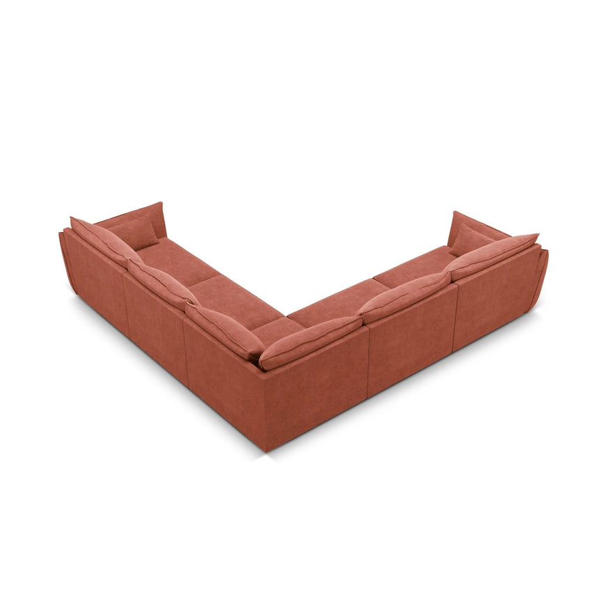 Kaelle 7-Sitzer Ecksofa symmetrisch, mit Bezug aus Chenille (OTH 57) in Terrakotta, 286x286 cm – Bild 4