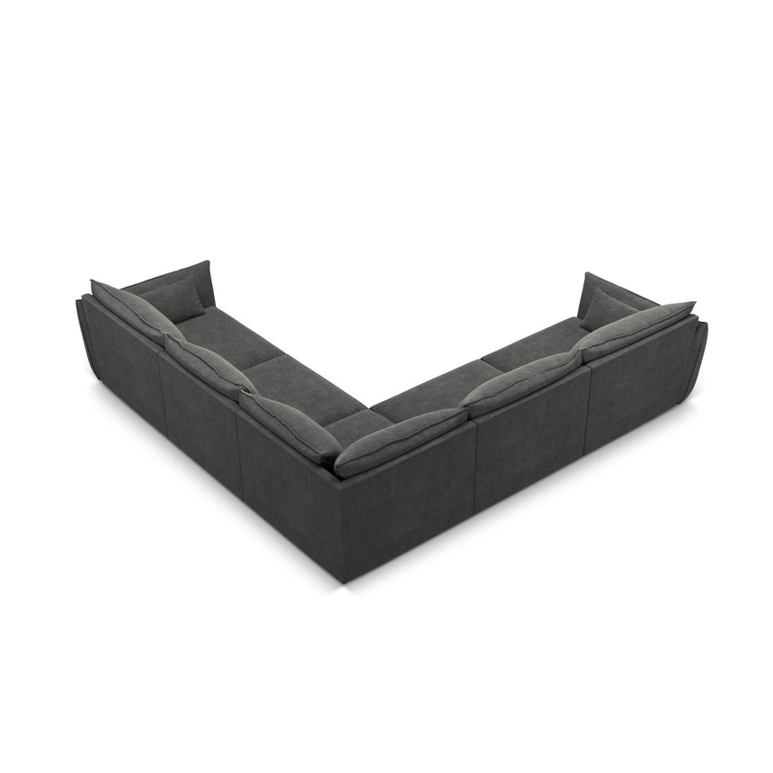 Kaelle 7-Sitzer Ecksofa symmetrisch, mit Bezug aus Chenille (OTH 97) in Dunkelgrau, 286x286 cm – Bild 4