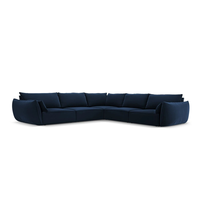 Kaelle 7-Sitzer Ecksofa symmetrisch, mit Bezug aus Samt (Blu86) in Königsblau, 286x286 cm – Bild 1