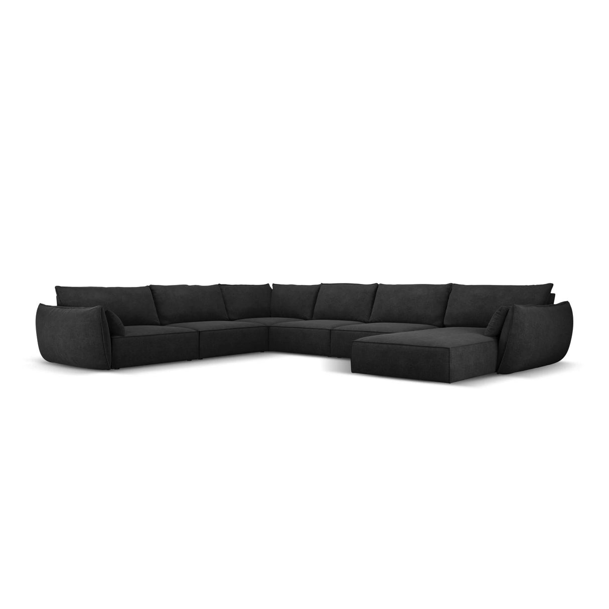 Kaelle 8-Sitzer Panorama-Sofa, Links, mit Bezug aus Chenille (OTH 99) in Schwarz, 384x284 cm – Bild 1
