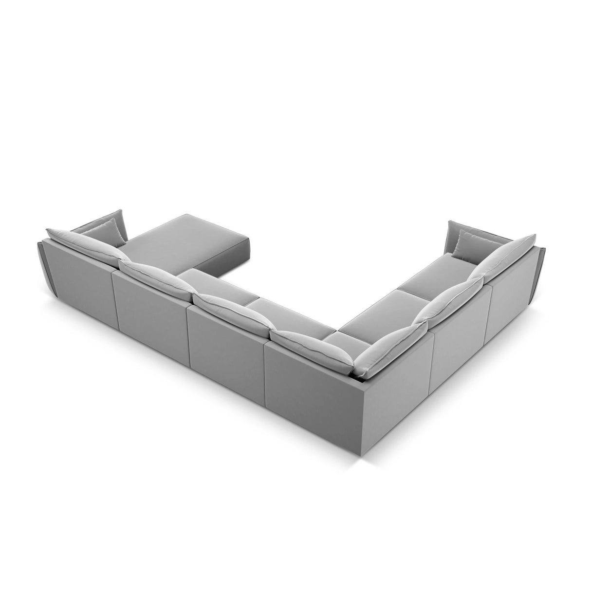 Kaelle 8-Sitzer Panorama-Sofa, Links, mit Bezug aus Samt (Blu10) in Grau, 384x284 cm – Bild 4