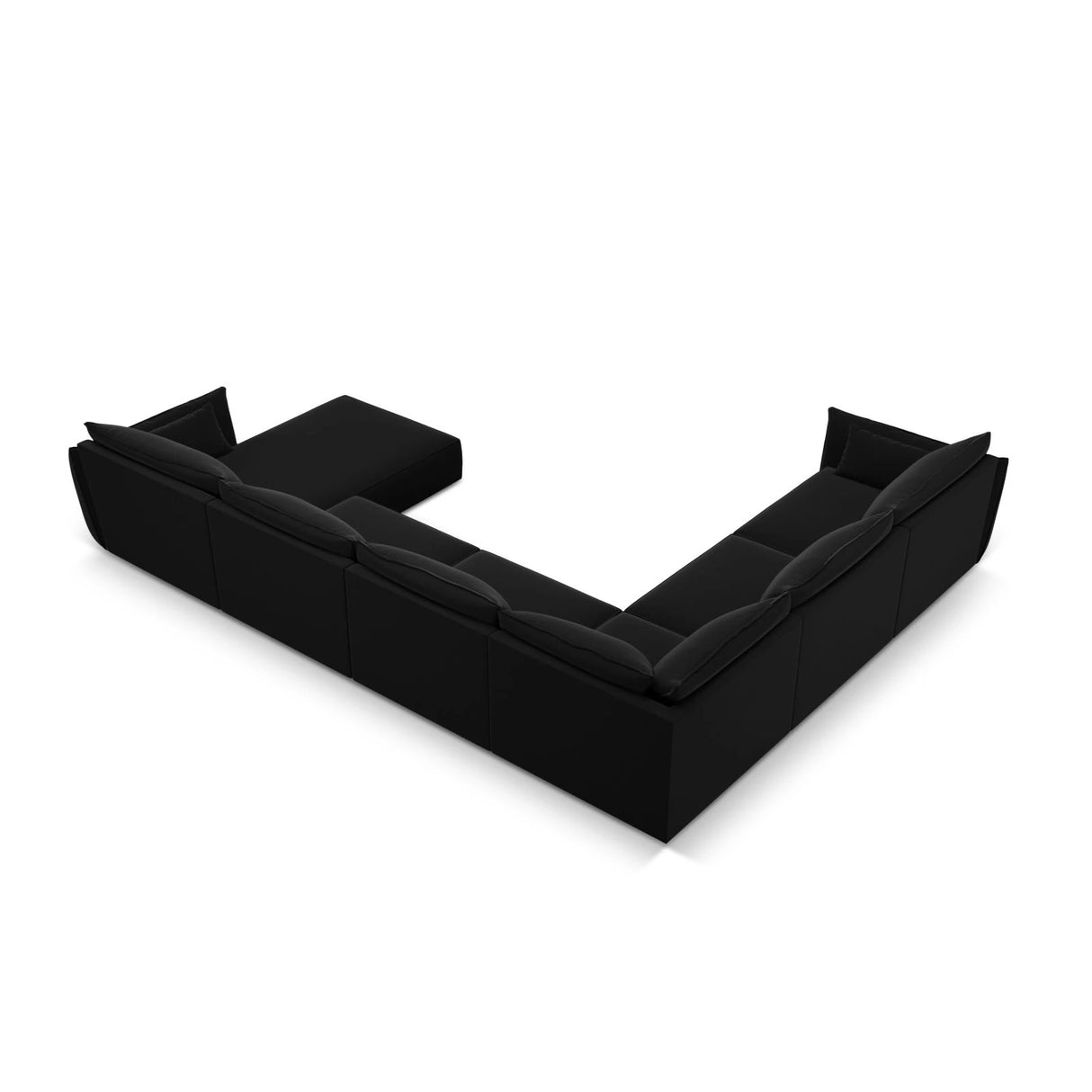 Kaelle 8-Sitzer Panorama-Sofa, Links, mit Bezug aus Samt (Blu19) in Schwarz, 384x284 cm – Bild 4