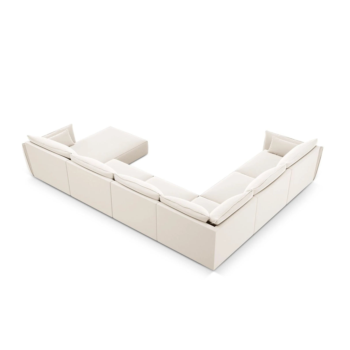 Kaelle 8-Sitzer Panorama-Sofa, Links, mit Bezug aus Samt (Blu22) in Leichtes Beige, 384x284 cm – Bild 4