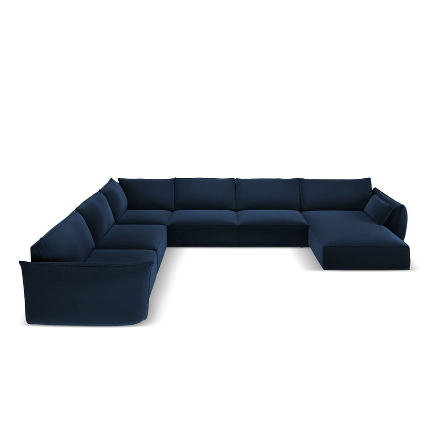 Kaelle 8-Sitzer Panorama-Sofa, Links, mit Bezug aus Samt (Blu86) in Königsblau, 384x284 cm – Bild 3