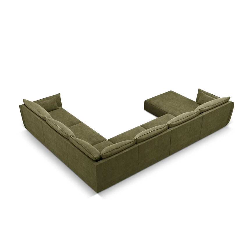 Kaelle 8-Sitzer Panorama-Sofa, Rechts, mit Bezug aus Chenille (OTH 38) in Grün, 384x284 cm – Bild 4
