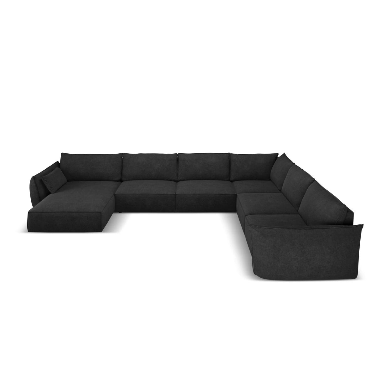 Kaelle 8-Sitzer Panorama-Sofa, Rechts, mit Bezug aus Chenille (OTH 99) in Schwarz, 384x284 cm – Bild 3