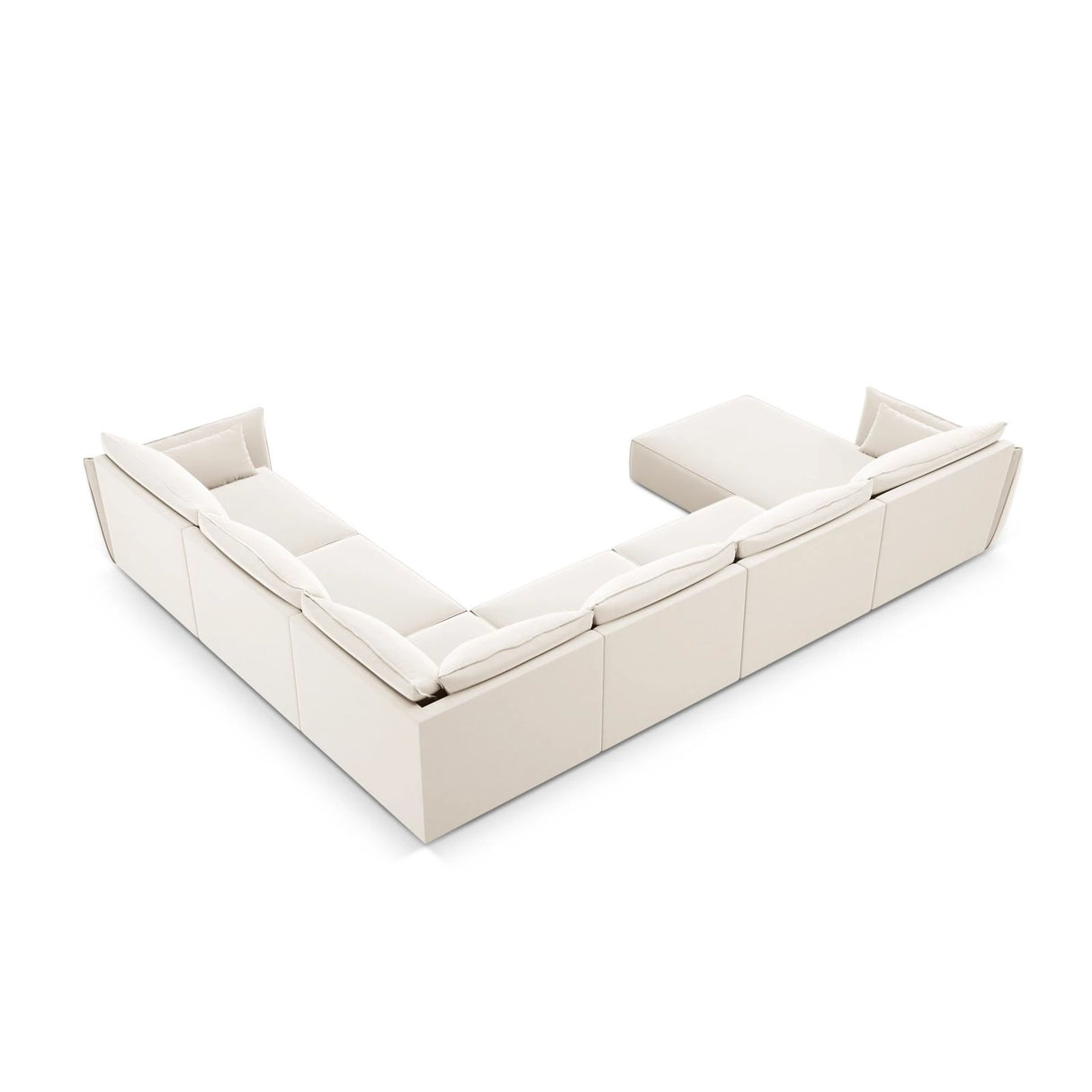 Kaelle 8-Sitzer Panorama-Sofa, Rechts, mit Bezug aus Samt (Blu22) in Leichtes Beige, 384x284 cm – Bild 4