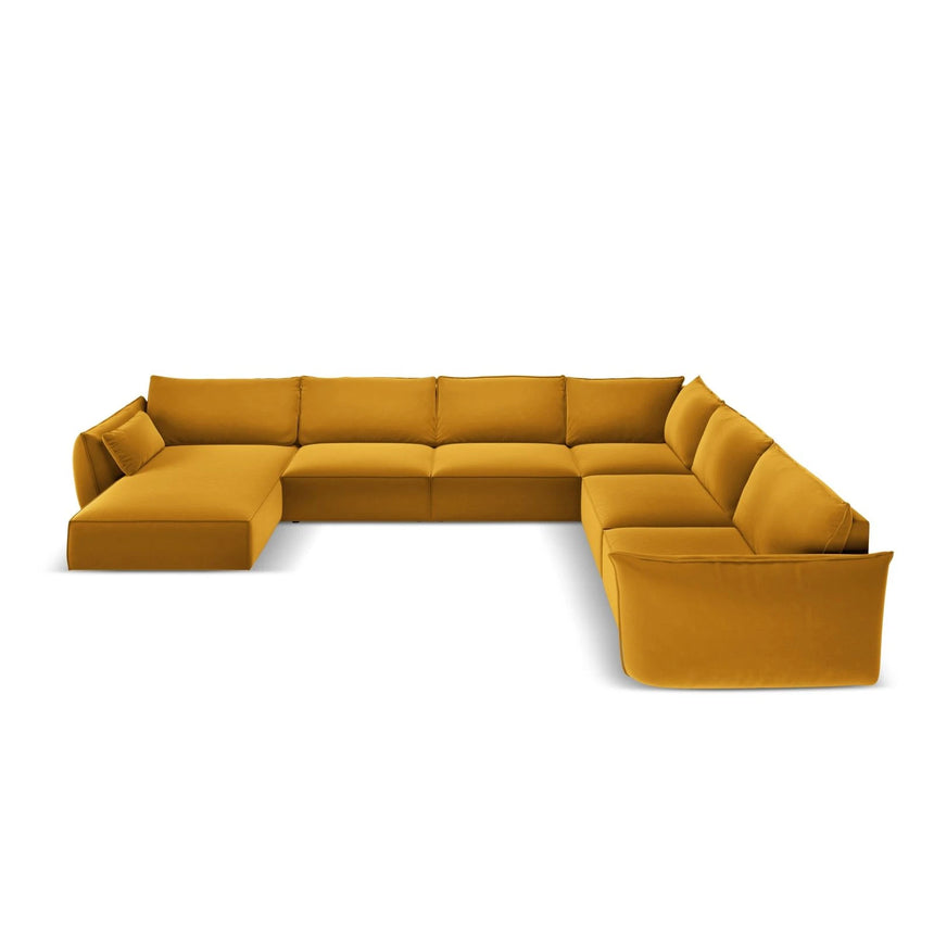 Kaelle 8-Sitzer Panorama-Sofa, Rechts, mit Bezug aus Samt (Blu68) in Gelb, 384x284 cm – Bild 3