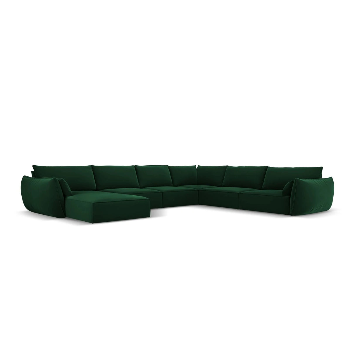 Kaelle 8-Sitzer Panorama-Sofa, Rechts, mit Bezug aus Samt (Blu78) in Flaschengrün, 384x284 cm – Bild 1