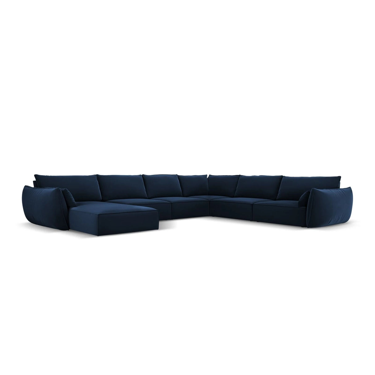 Kaelle 8-Sitzer Panorama-Sofa, Rechts, mit Bezug aus Samt (Blu86) in Königsblau, 384x284 cm – Bild 1