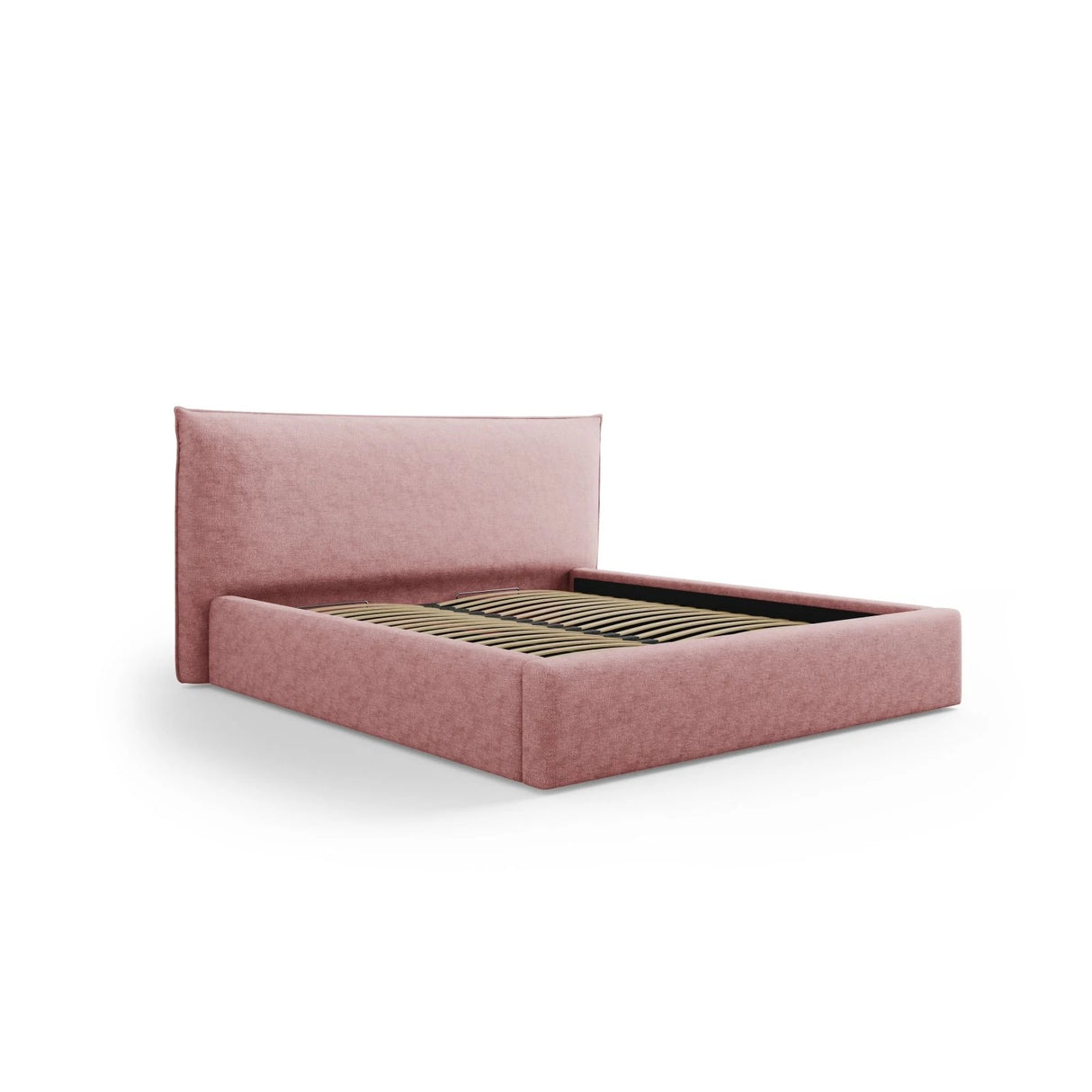 Kaelle Bett mit Stauraum und Kopfteil in Chenille (PeHa63) in Rosa, 160x200 cm – Bild 3