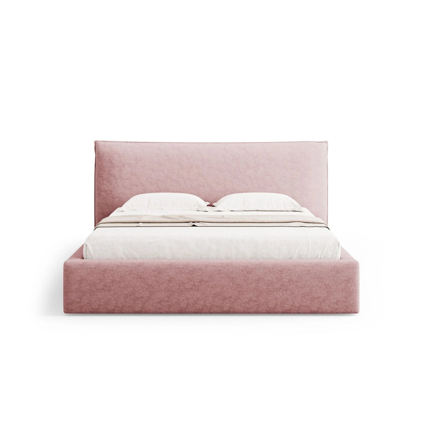Kaelle Bett mit Stauraum und Kopfteil in Chenille (PeHa63) in Rosa, 180x200 cm – Bild 4