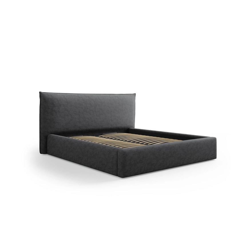 Kaelle Bett mit Stauraum und Kopfteil in Chenille (PeHa90) in Dunkelgrau, 140x200 cm – Bild 3