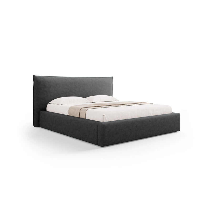 Kaelle Bett mit Stauraum und Kopfteil in Chenille (PeHa90) in Dunkelgrau, 160x200 cm – Bild 1
