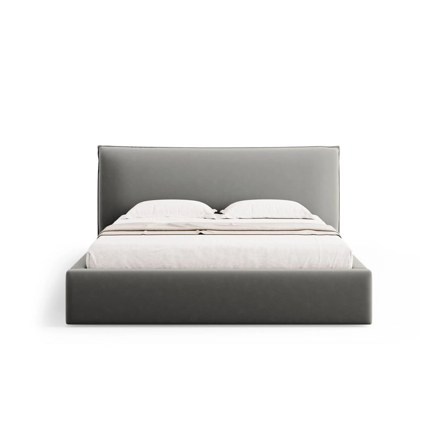 Kaelle Bett mit Stauraum und Kopfteil in Samt (Blu13) in Hellgrau, 200x200 cm – Bild 4