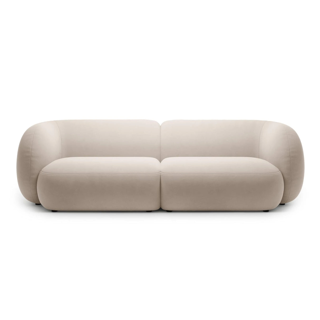 Kate 4-Sitzer Sofa mit Bezug aus Samt (Salvador 1) in Beige, 243x99 cm – Bild 1