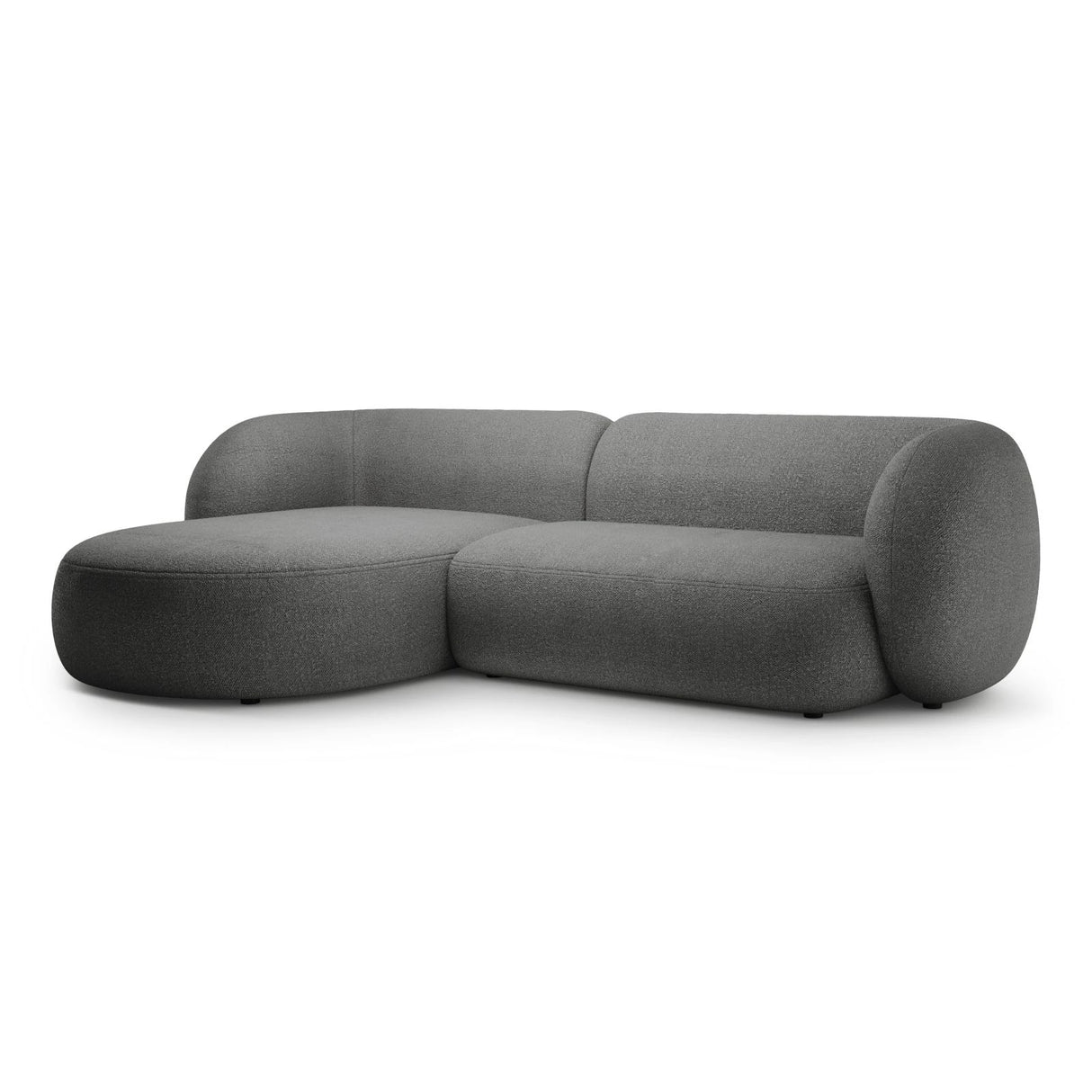 Kate Ecksofa Links mit Bezug aus Boucle (Baloo 2083) in Dunkelgrau, 285x176 cm – Bild 2