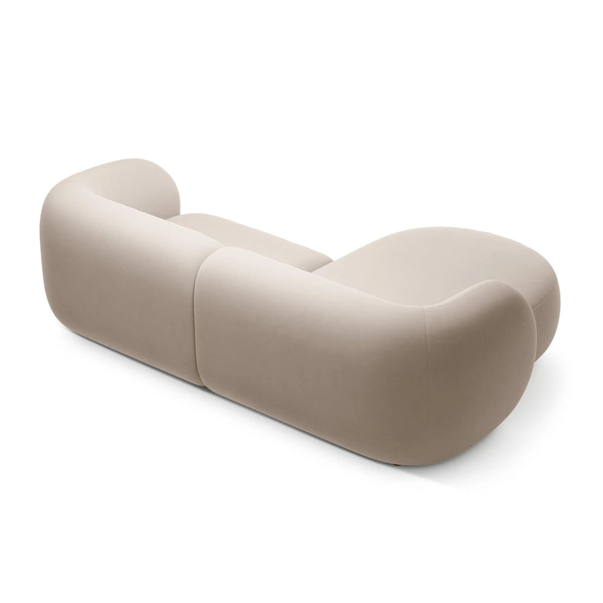 Kate Ecksofa Links mit Bezug aus Samt (Salvador 1) in Beige, 255x176 cm – Bild 3