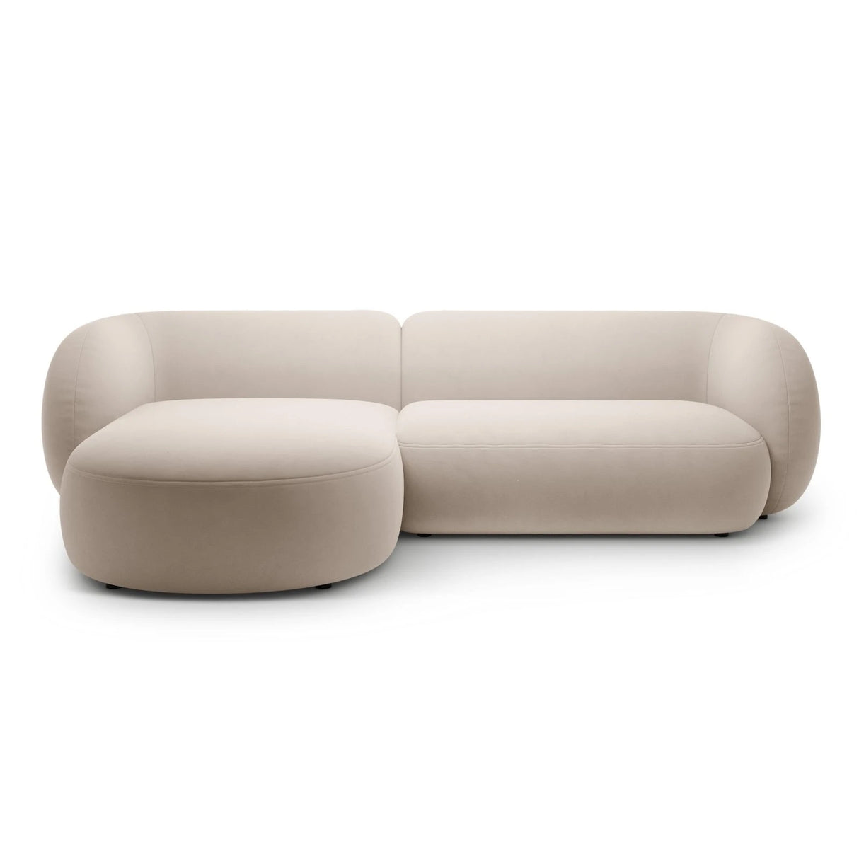 Kate Ecksofa Links mit Bezug aus Samt (Salvador 1) in Beige, 285x176 cm – Bild 1