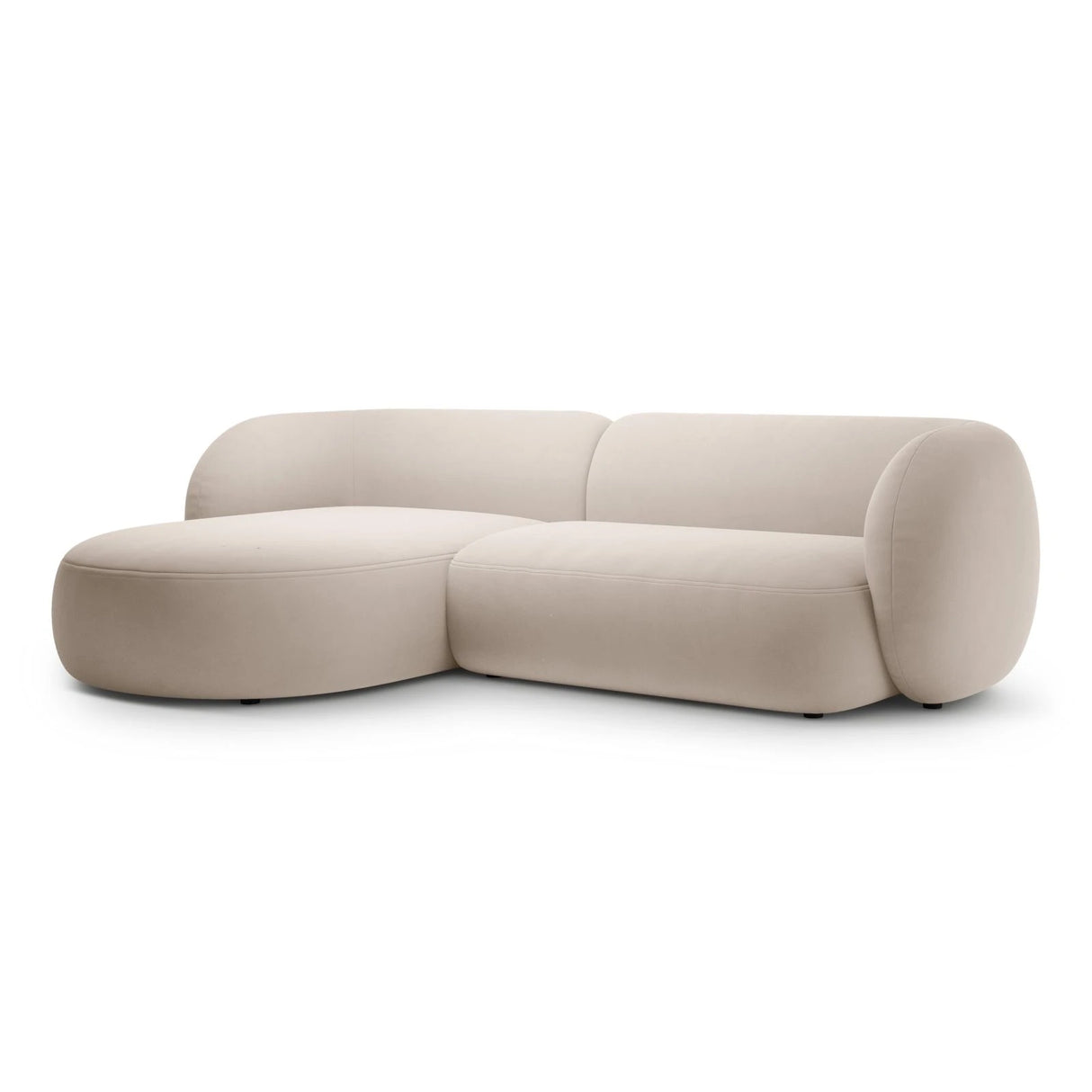 Kate Ecksofa Links mit Bezug aus Samt (Salvador 1) in Beige, 285x176 cm – Bild 2
