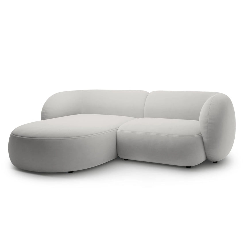Kate Ecksofa Links mit Bezug aus Samt (Salvador 16) in Hellgrau, 255x176 cm – Bild 2