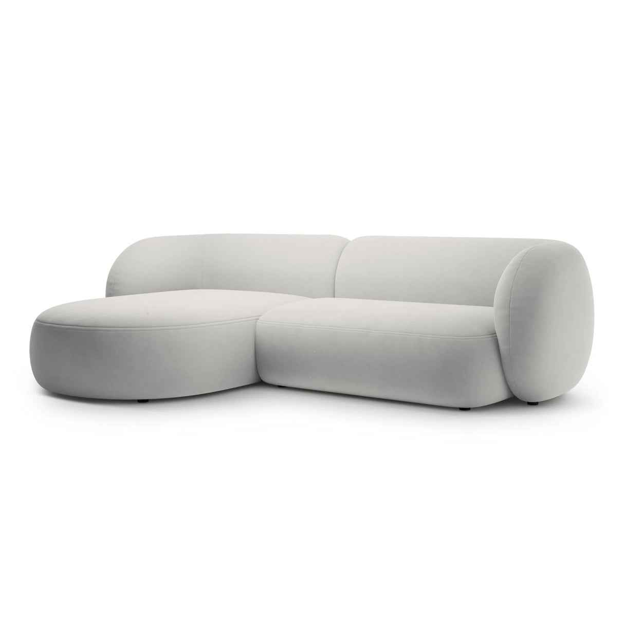 Kate Ecksofa Links mit Bezug aus Samt (Salvador 16) in Hellgrau, 285x176 cm – Bild 2