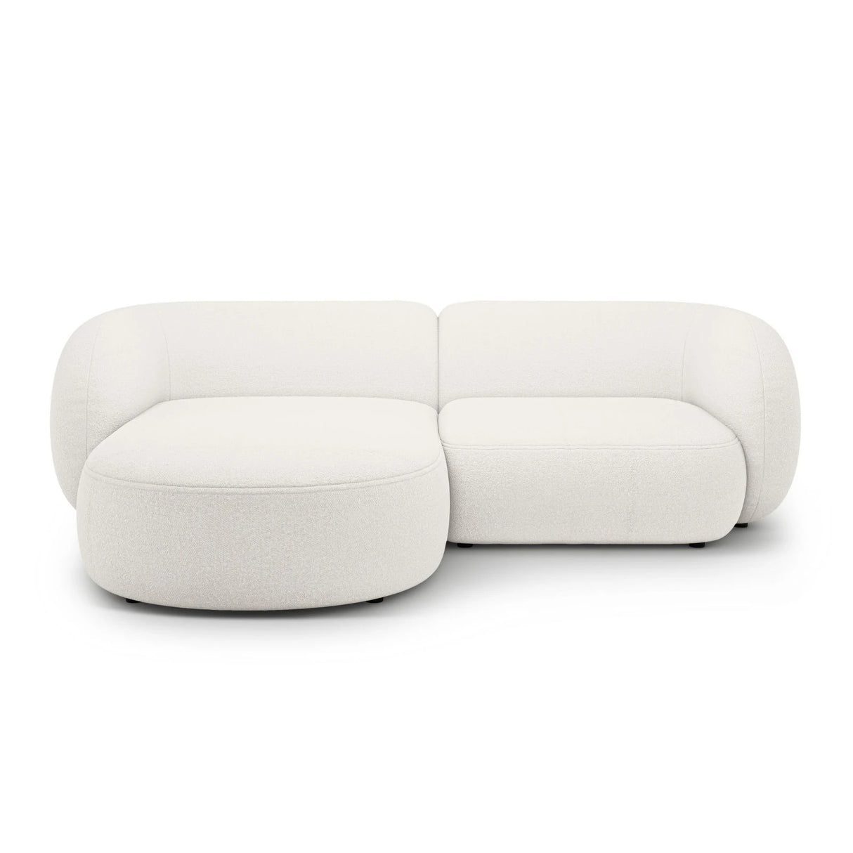 Kate Ecksofa Links mit Bezug aus Samt, Strukturstoff oder Boucle, 255x176 cm – Bild 1