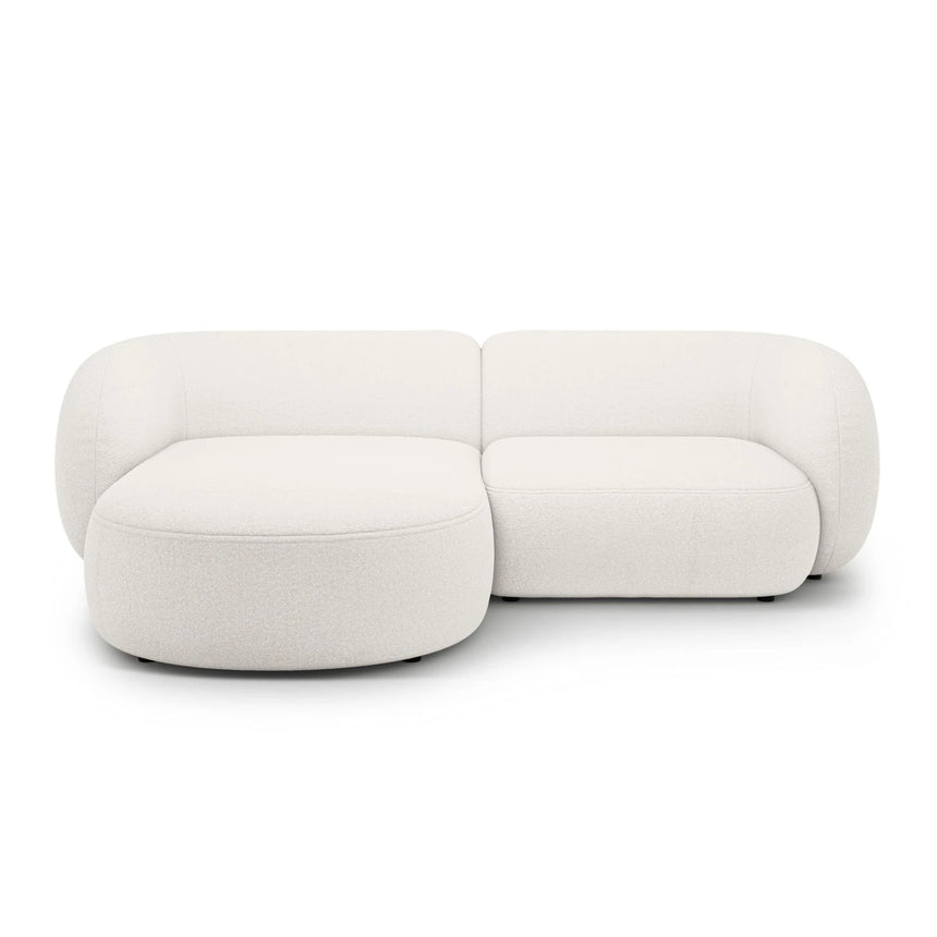Kate Ecksofa Links mit Bezug aus Samt, Strukturstoff oder Boucle, 255x176 cm – Bild 1