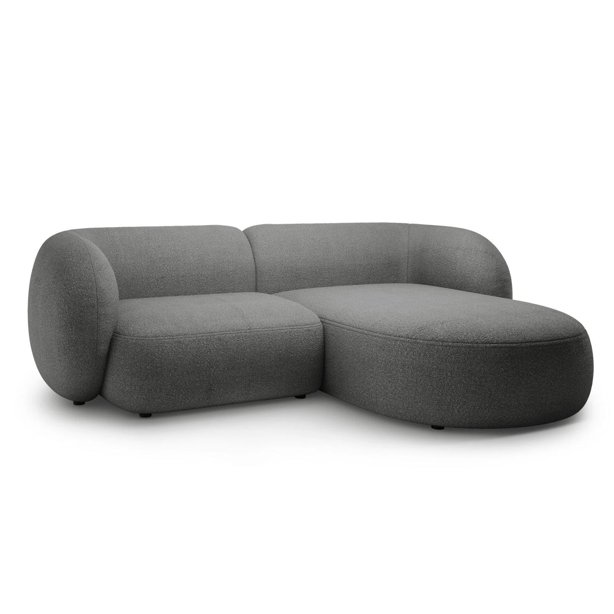 Kate Ecksofa Rechts mit Bezug aus Boucle (Baloo 2083) in Dunkelgrau, 255x176 cm – Bild 2