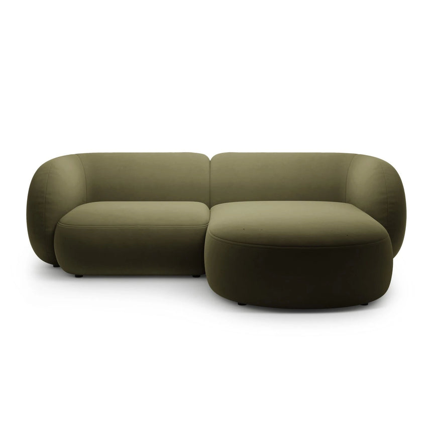 Kate Ecksofa Rechts mit Bezug aus Samt (Salvador 08) in Grün, 255x176 cm – Bild 1